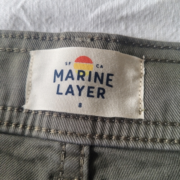 Marine Layer Pants Womens 8 Bridget Wide Leg Crop Olive Green Twill Chino NWT - Picture 4 of 7